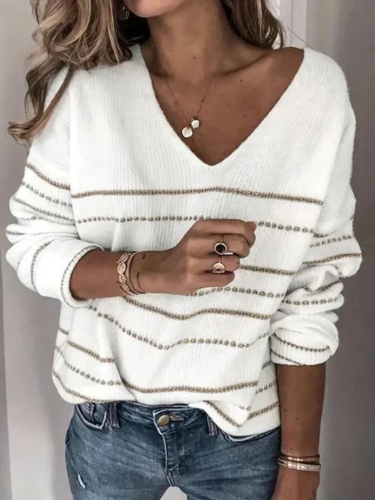 Aira | Pull rayé à col en V