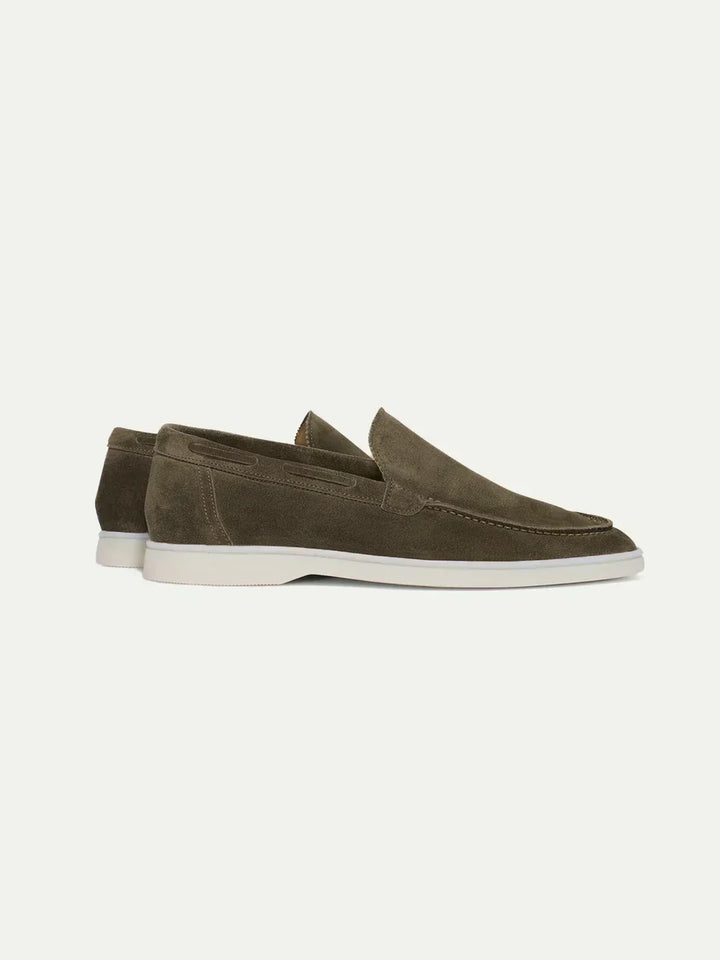 Mocassins en daim vert olive