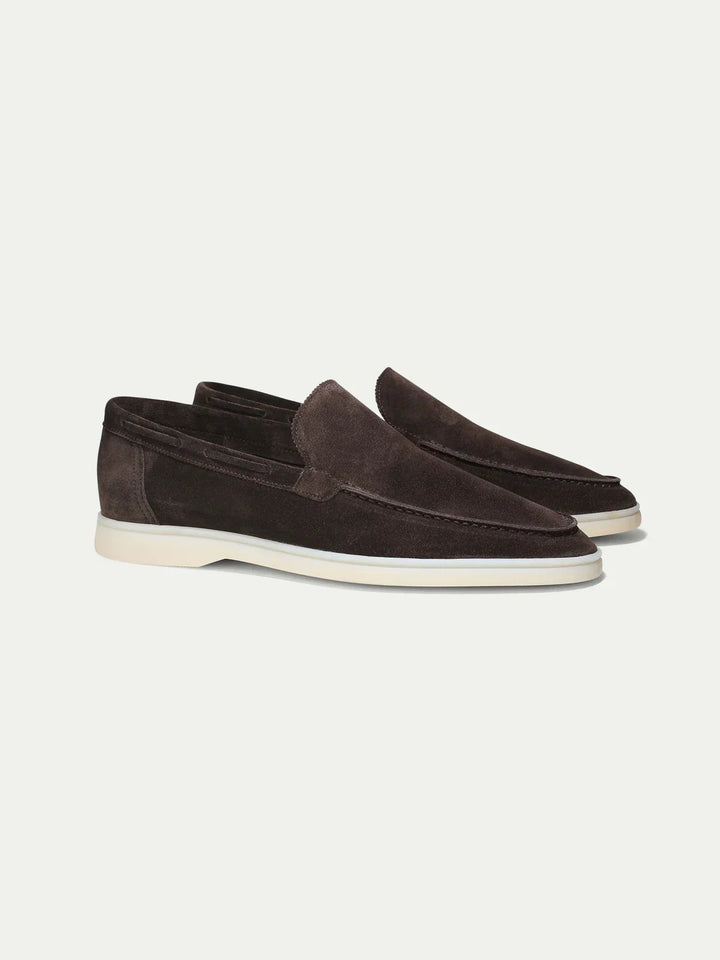Mocassins de Yacht en Daim Gris Homme