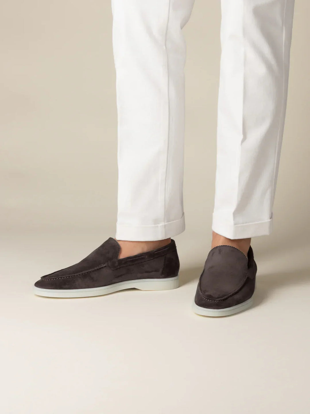 Mocassins de Yacht en Daim Gris Homme