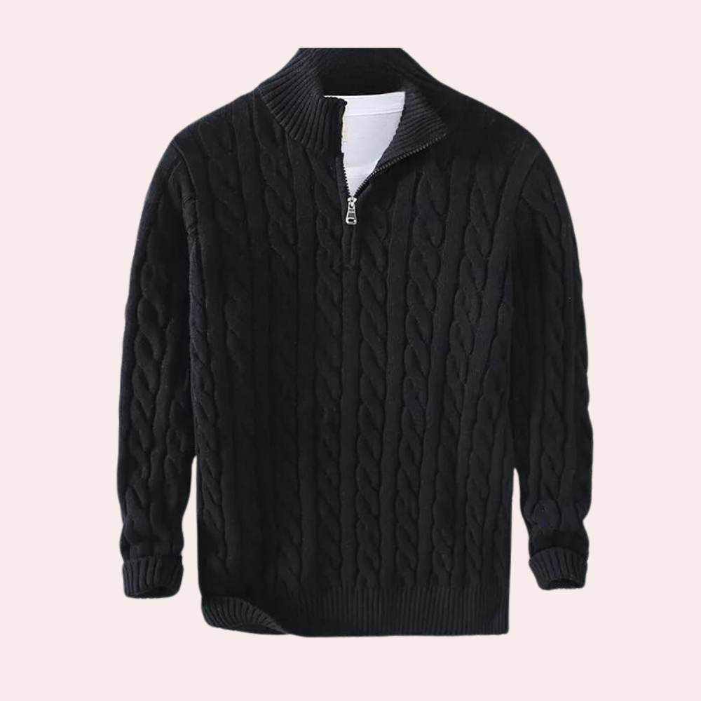 Hiram | Pull en maille torsadée à demi-zip Homme
