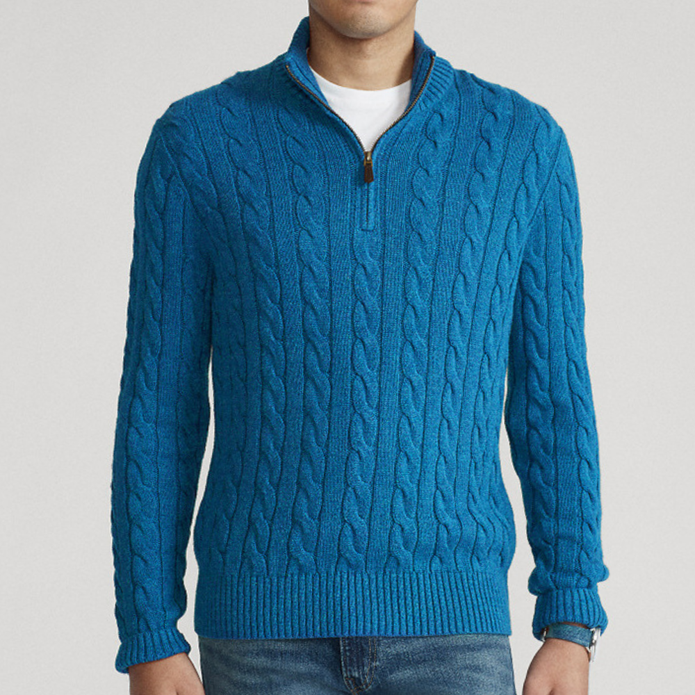 Hiram | Pull en maille torsadée à demi-zip Homme