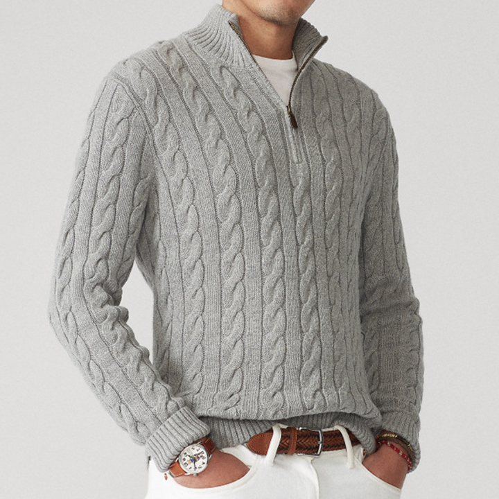 Hiram | Pull en maille torsadée à demi-zip Homme