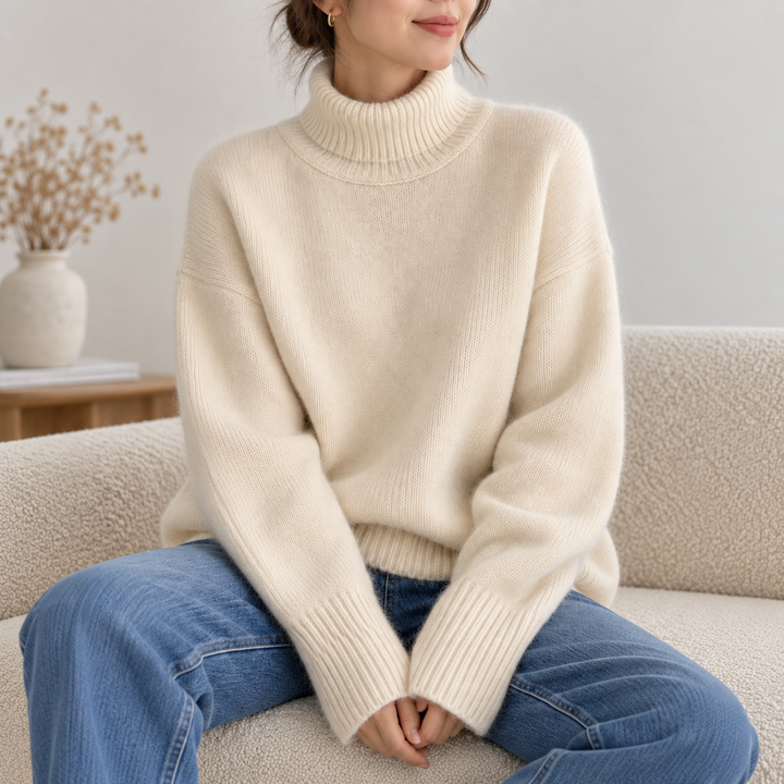 Inès | Pull Col Montant en Maille Douce