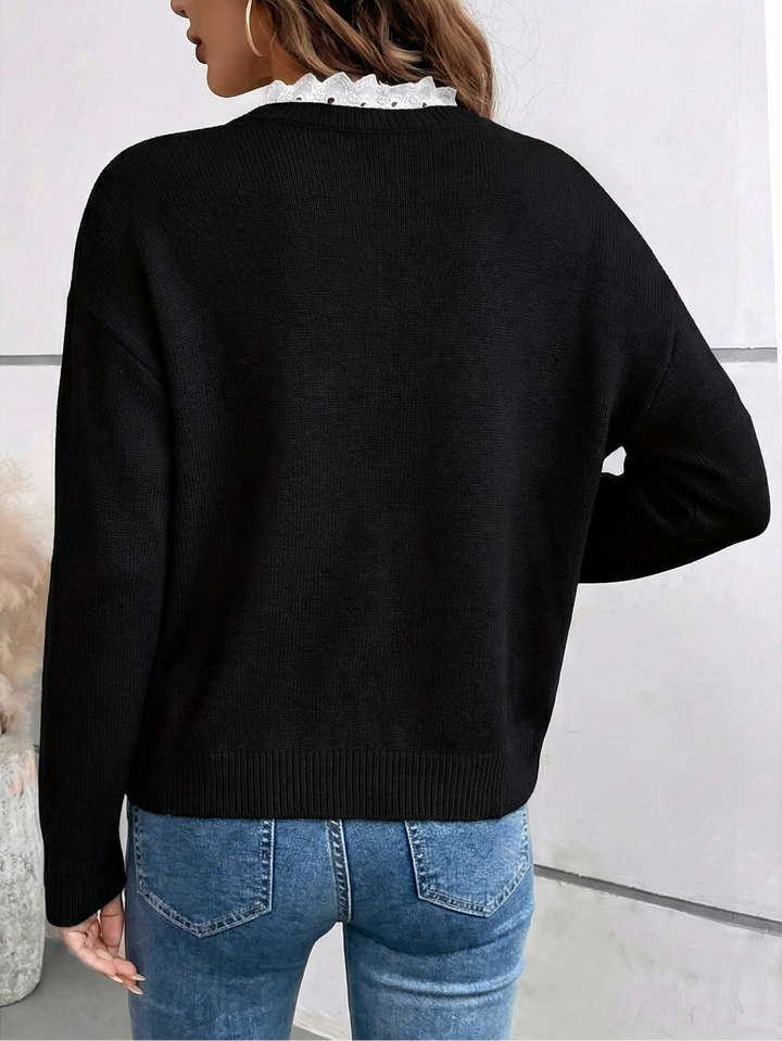 Céline | Pull Col en Dentelle