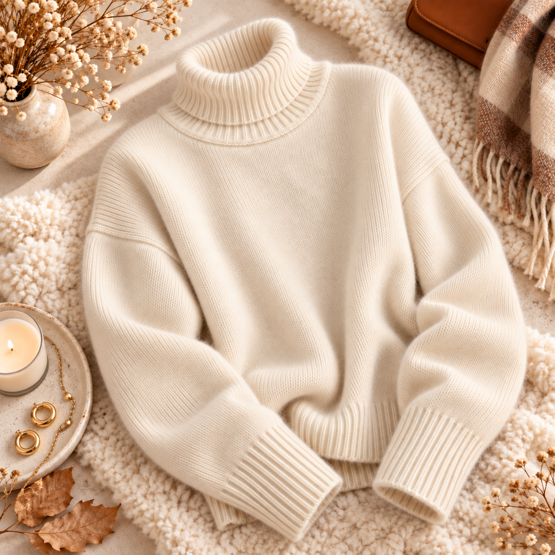 Inès | Pull Col Montant en Maille Douce