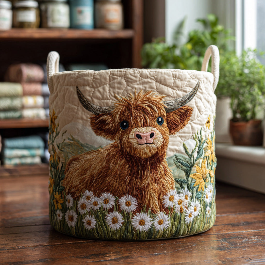Vache des Highlands | Panier Matelassé Édition Unique