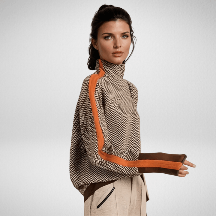 Clémence | Pull Col Roulé en Maille Chinée