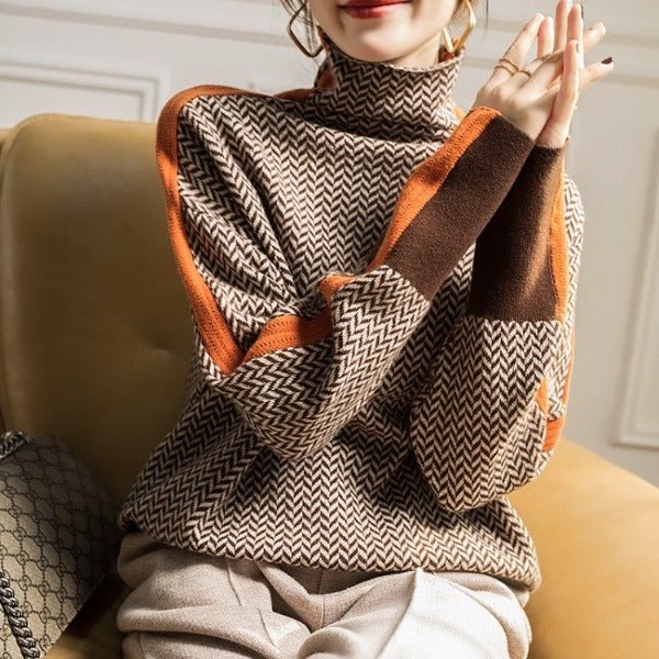 Clémence | Pull Col Roulé en Maille Chinée