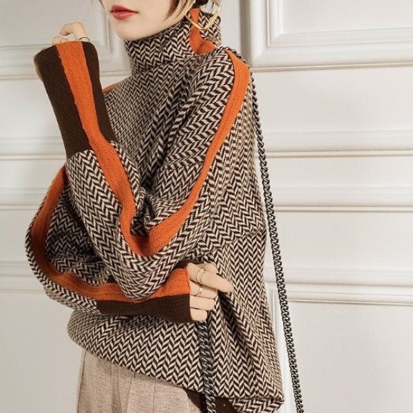 Clémence | Pull Col Roulé en Maille Chinée