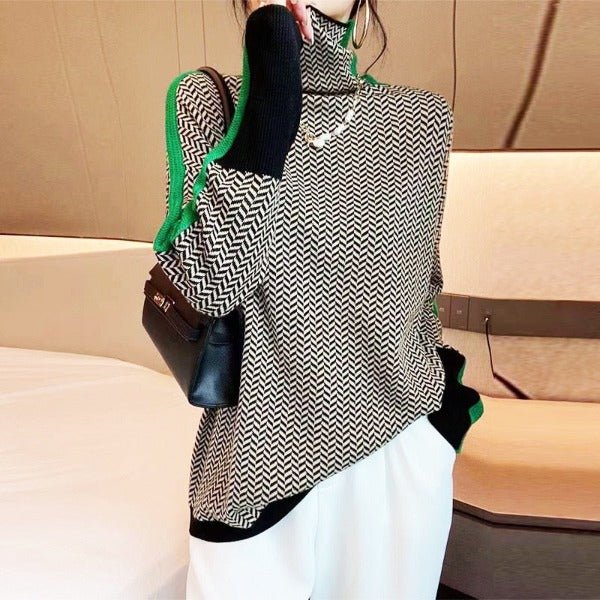 Clémence | Pull Col Roulé en Maille Chinée