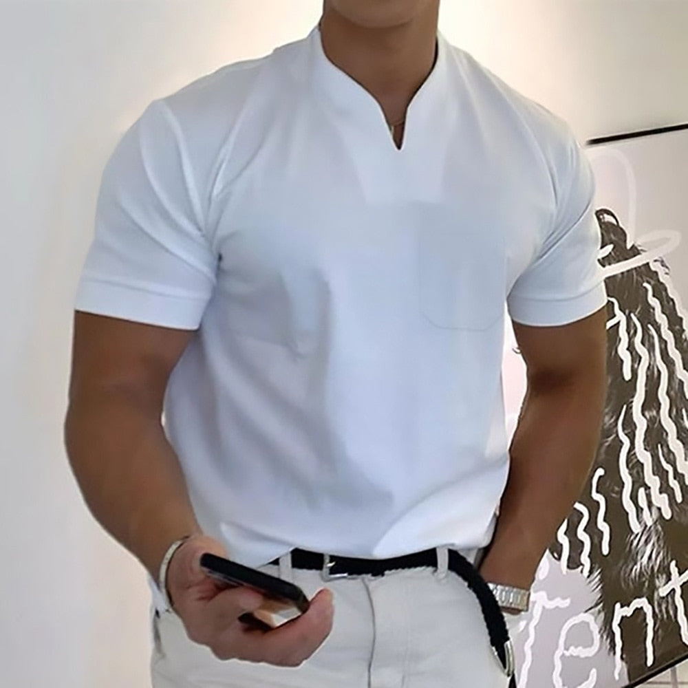Davion | T-shirt à col V slim fit à manches courtes Homme
