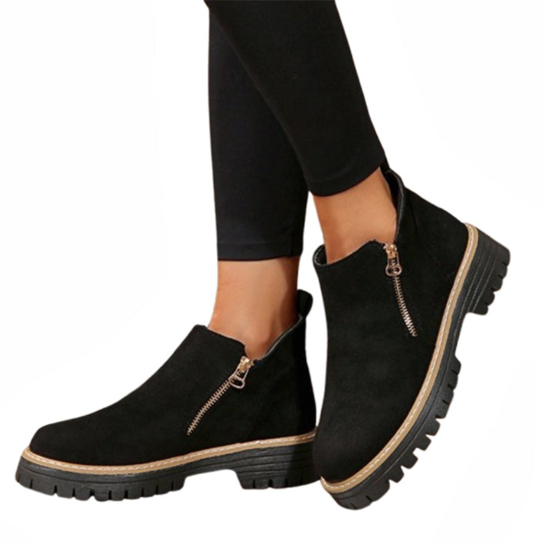 Apolline | Bottines Imperméables à Zip et Talon Carré