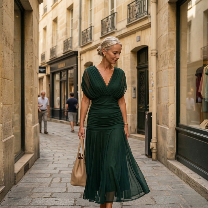 Diane | Robe Maxi Drapée Col en V