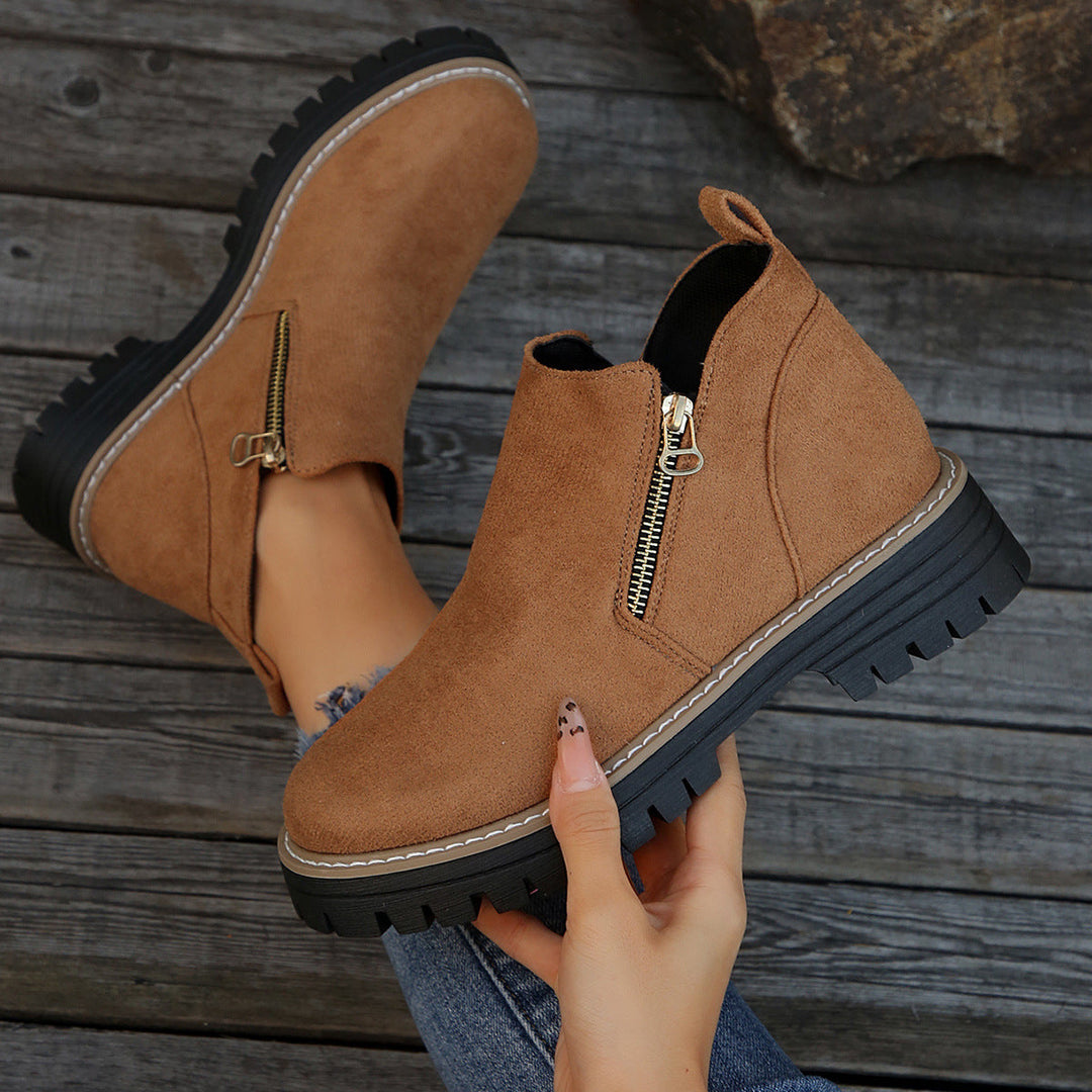 Apolline | Bottines Imperméables à Zip et Talon Carré
