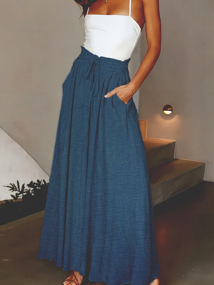 Brigitte | Pantalon Large Fluide à Taille Ajustable