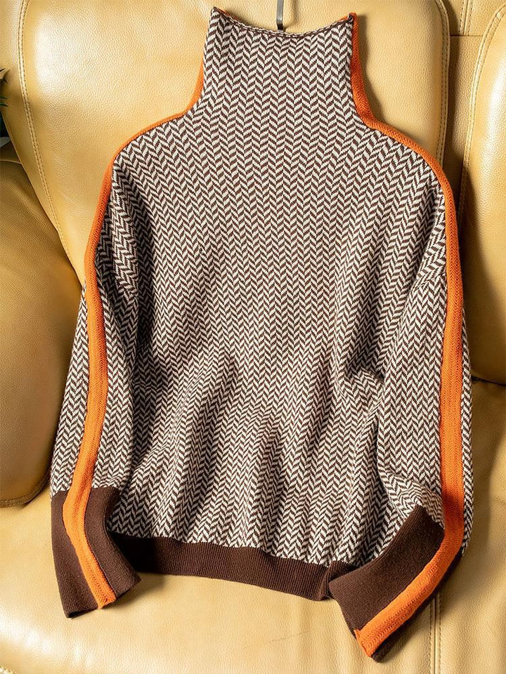 Clémence | Pull Col Roulé en Maille Chinée