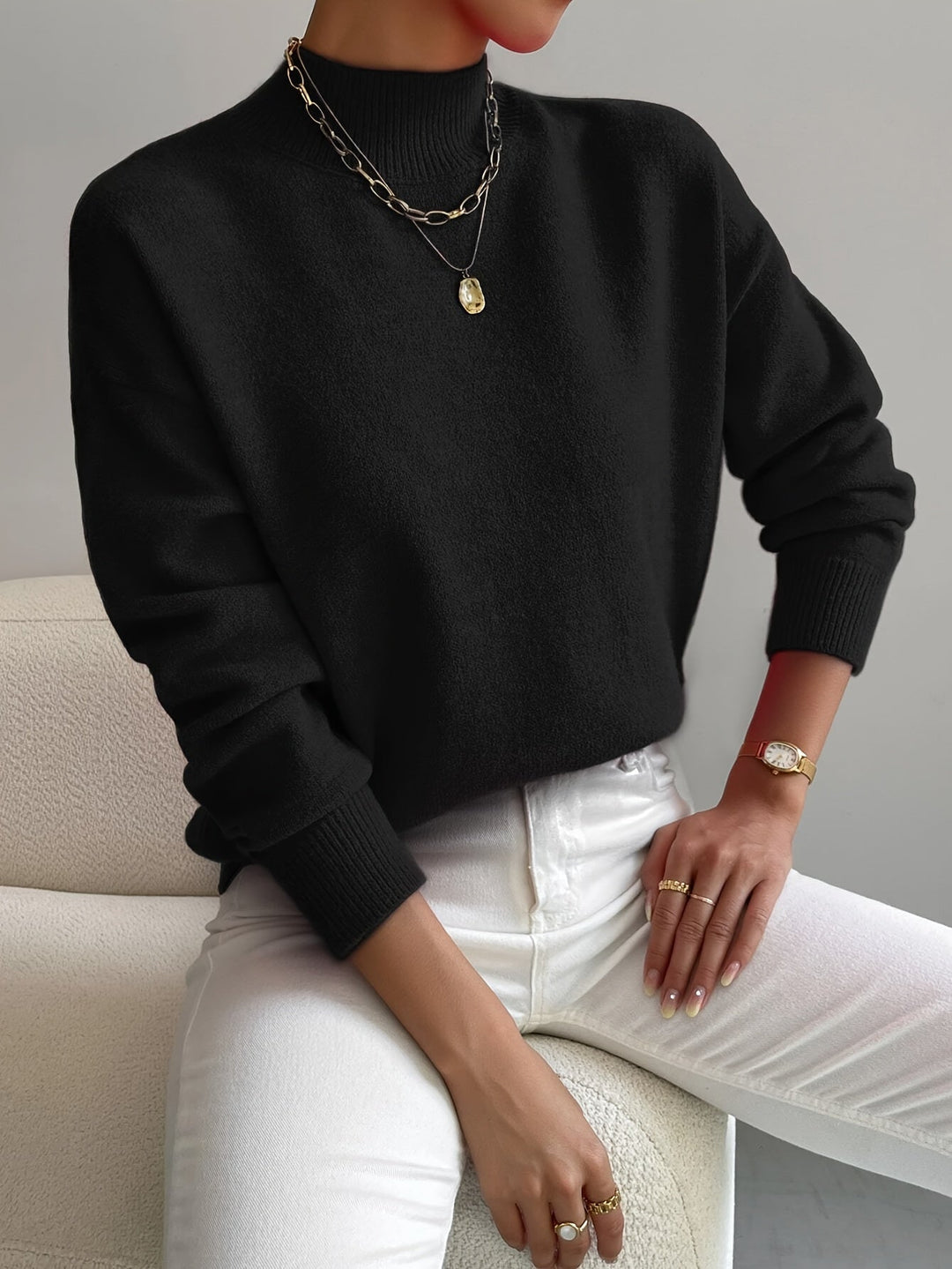 Yvonne | Pull Col Roulé Maille Douce