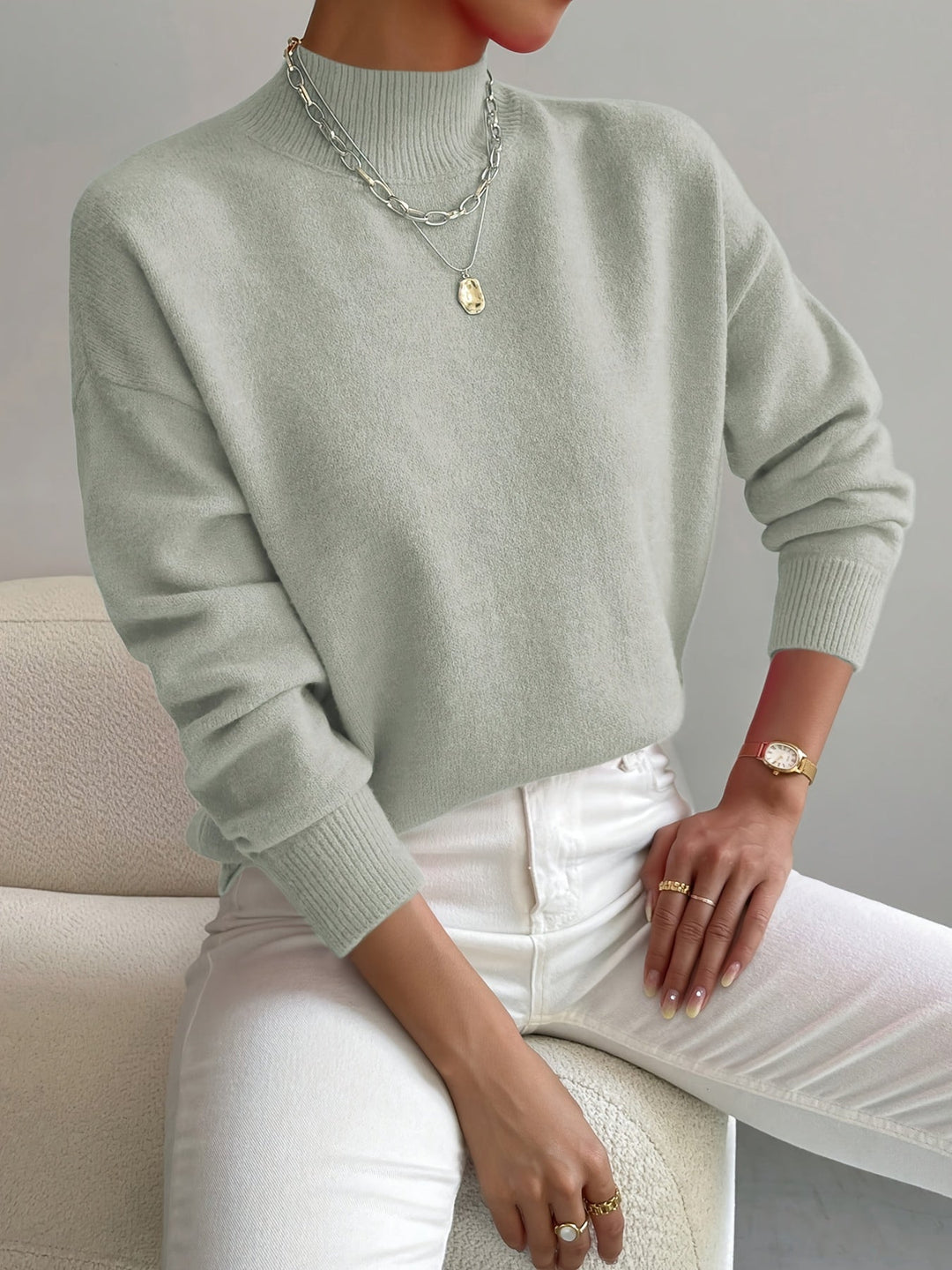 Yvonne | Pull Col Roulé Maille Douce