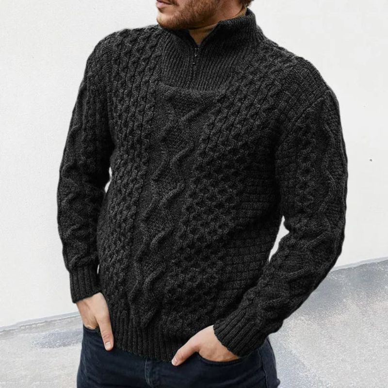 Quinn | Pull à col roulé zippé en maille Homme