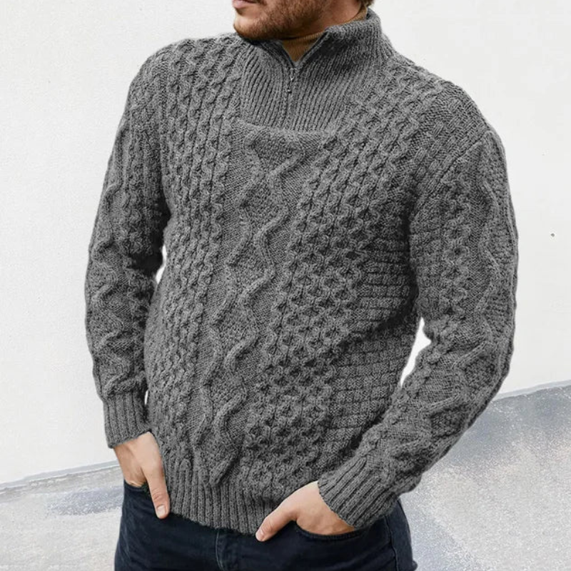 Quinn | Pull à col roulé zippé en maille Homme