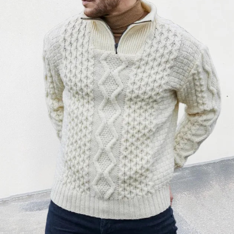 Quinn | Pull à col roulé zippé en maille Homme