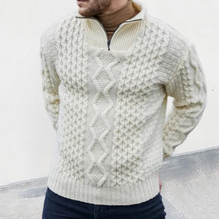 Quinn | Pull à col roulé zippé en maille Homme