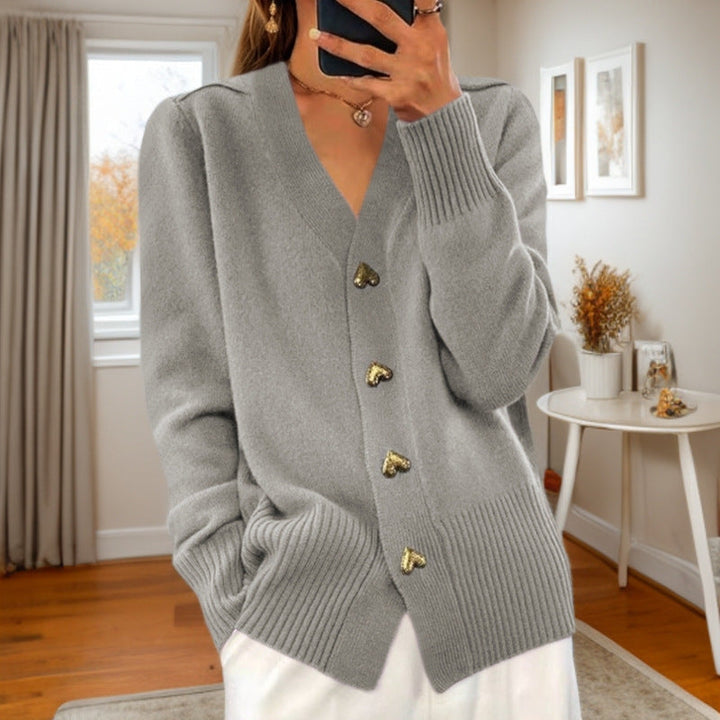 Laure | Cardigan Col V Boutons Dorés