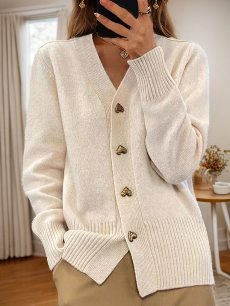 Laure | Cardigan Col V Boutons Dorés