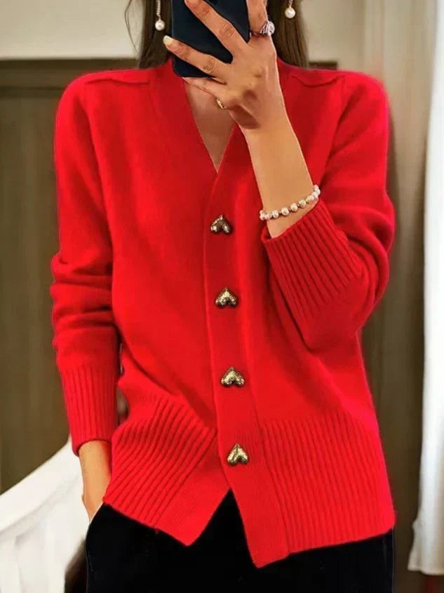 Laure | Cardigan Col V Boutons Dorés