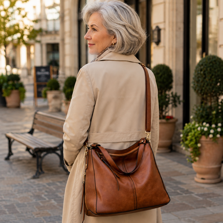 Agathe | Sac en Cuir Antivol + Pochette Offerte