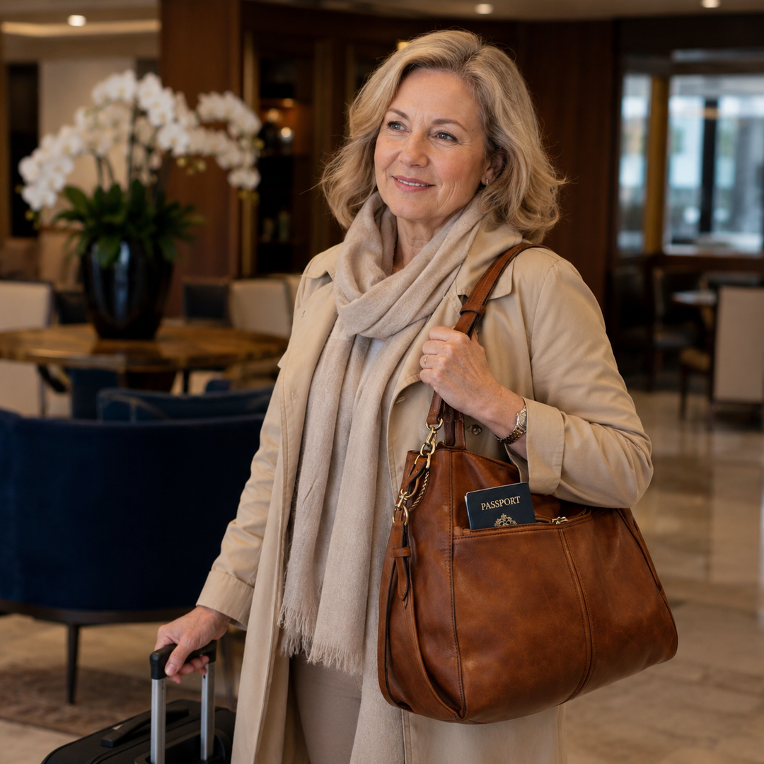 Agathe | Sac en Cuir Antivol + Pochette Offerte