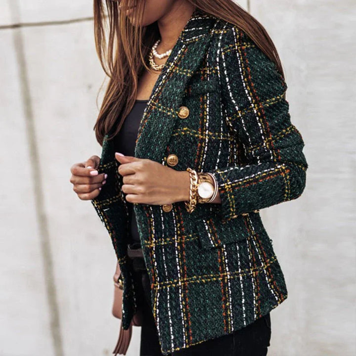 Catherine | Blazer en Maille à Carreaux