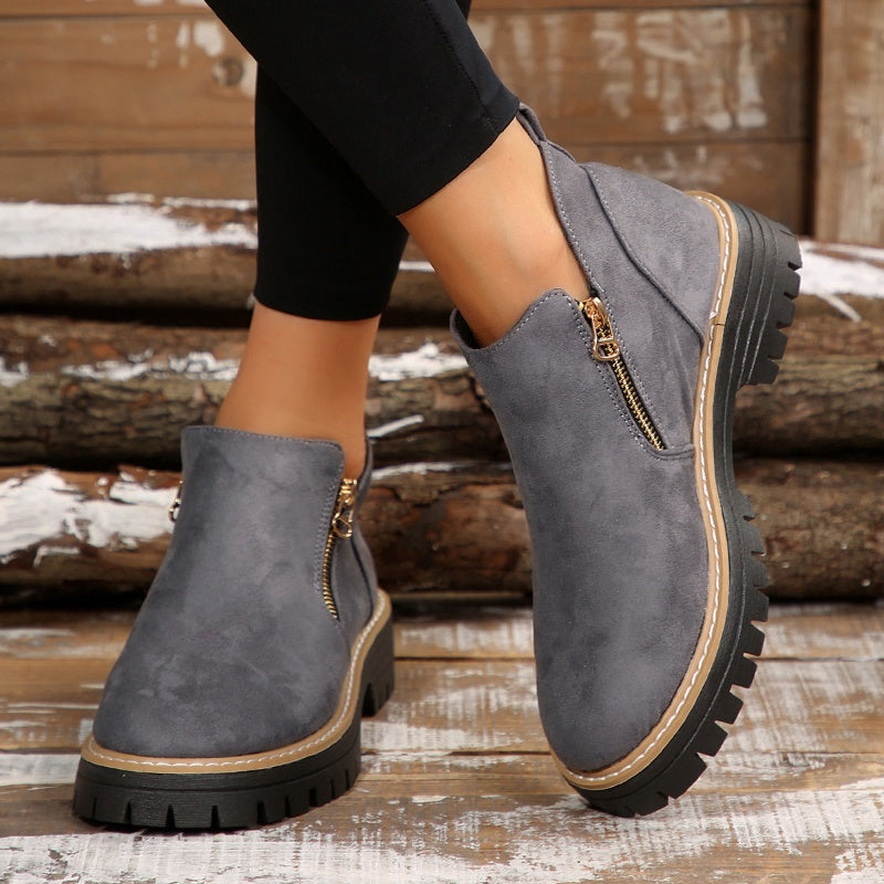 Apolline | Bottines Imperméables à Zip et Talon Carré