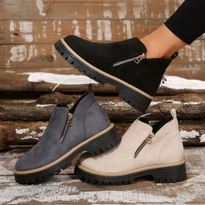 Apolline | Bottines Imperméables à Zip et Talon Carré