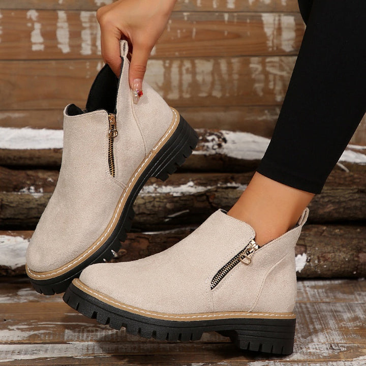 Apolline | Bottines Imperméables à Zip et Talon Carré