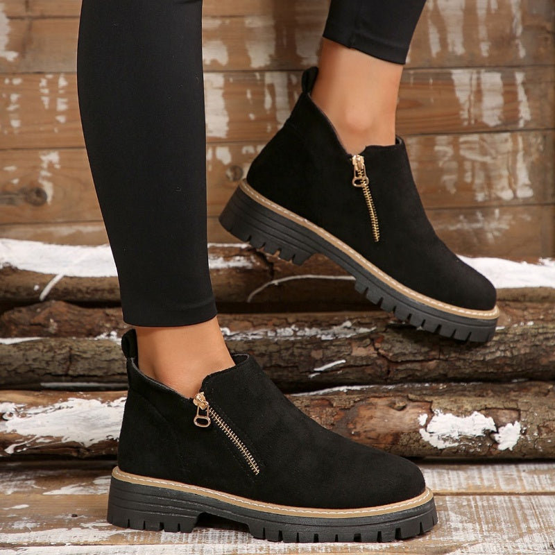 Apolline | Bottines Imperméables à Zip et Talon Carré