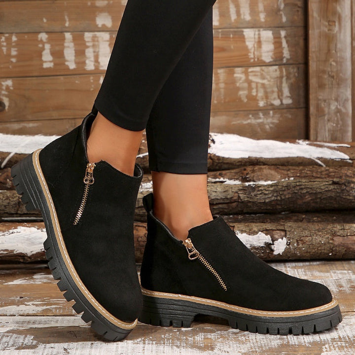 Apolline | Bottines Imperméables à Zip et Talon Carré