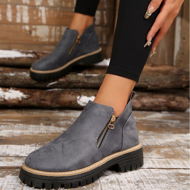 Apolline | Bottines Imperméables à Zip et Talon Carré