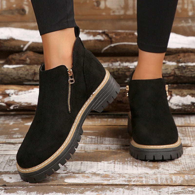 Apolline | Bottines Imperméables à Zip et Talon Carré