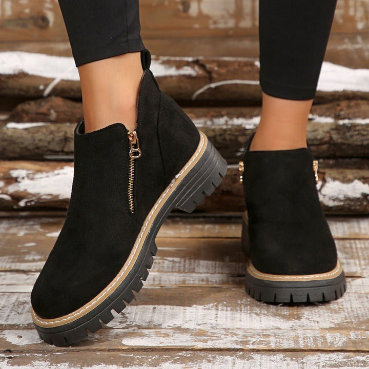 Apolline | Bottines Imperméables à Zip et Talon Carré