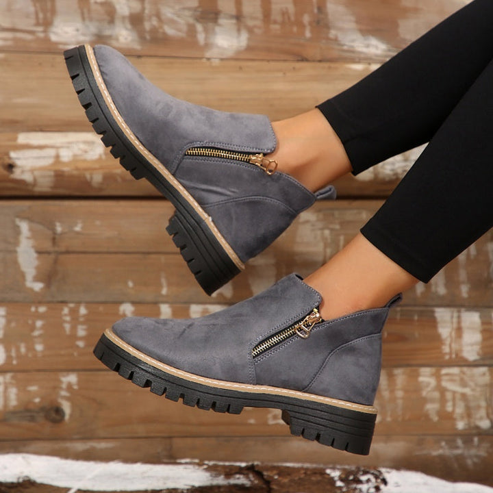 Apolline | Bottines Imperméables à Zip et Talon Carré