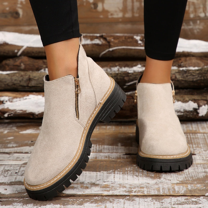 Apolline | Bottines Imperméables à Zip et Talon Carré