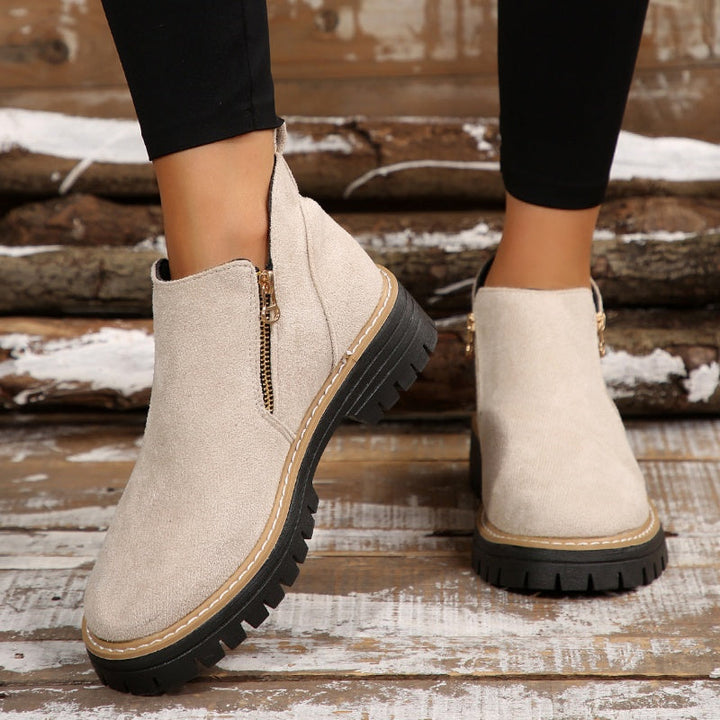 Apolline | Bottines Imperméables à Zip et Talon Carré